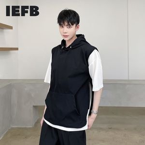 IEFB coréen personnel côté fermeture éclair à capuche style fonctionnel gilet noir pour hommes personnalisé gilet sans manches 9Y7079 210524