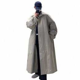 IEFB Estilo coreano LG Coat Tendencia Vintage de los hombres sueltos de gran tamaño Casual Windbreakers Otoño Nueva Rodilla High Trench 2023 Tide 9C2304 x4X9 #