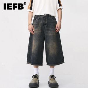 IEFB Korean Style Vintage Mens Jeans Summer Summer Male Loule Ligne large Longueur Longueur Lavage Denim Fashion Tableau 9A8825 240420