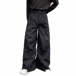 IEFB Hommes Pantalons Darkwear Plis Lâche Pantalon à jambes larges Tendance 2023 Couleur unie Nouveau Automne Fi Poche Mâle Japonais 9A5642 i4fT #
