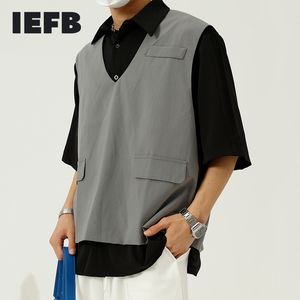 IEFB Vêtements masculins Summer V Collier Pullor Waistcoat Corée Suite de mode Vest Design Casual Clothing Tops 9Y7640 210524