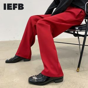 IEFB hommes mode ample jambe large costume pantalon tendance rouge droit tout match Style coréen pantalons longs pour homme 9Y7070 210524