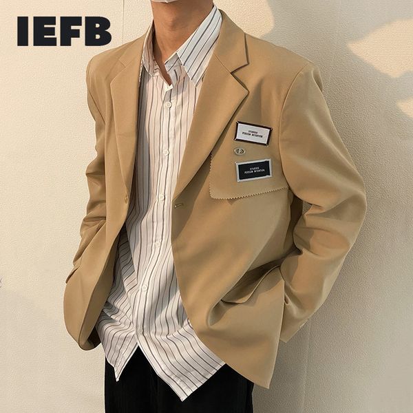 Costume d'homme IEFB Manteau lâche Causal Single Blazers Spring Lable Design Coréen Style de grande taille Vêtements 9Y6230 210524