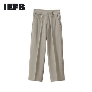 IEFB Herenpak Broek Heren Koreaanse Trend Hidden Back Elastische Taille Taille Rechte Causale Wide Been Broek Lente 9Y5994 210524