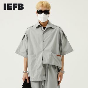 IEFB, traje deportivo de tendencia coreana de verano para hombre, camisa de trabajo de Color sólido + cintura elástica con cordón, conjuntos de dos piezas 9Y7439 210524