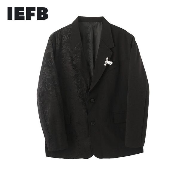 IEFB hommes vêtements noir chinois Dragon imprimé costume mode printemps mâle personnalisé manteau vintage blazers 9Y3295 210524