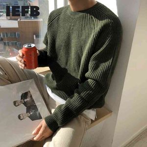 IEFB/ropa de hombre, suéter clásico de cuello redondo, tops holgados de moda coreana para hombre, ropa cálida de otoño e invierno 9Y4243 210524
