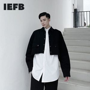 IEFB / Herenkleding Vroege lente Dikte Tops Persoonlijkheid Short Style Driedimensionale Pocket Niche Lange mouwen Shirt 9Y3999 210524