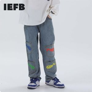 IEFB / men's wear hip hop black jeans New fashion Male têtard imprimé multi-poches casual denim pantalon high street 9Y3235 201111