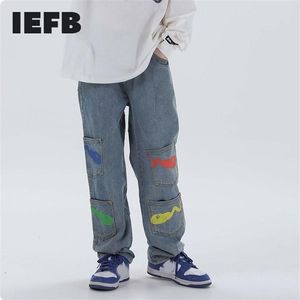 IEFB vêtements pour hommes hip hop noir jean nouvelle mode homme têtard imprimé multi-poches pantalon en denim décontracté haute rue 9Y322667