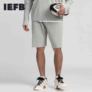 IEFB/vêtements pour hommes style japonais tissu extensible style mince lâche décontracté longueur au genou pantalon plissé taille élastique shorts mâle 9Y3051 H1206