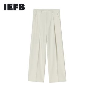 IEFB Herenkleding Lente Pak Broek voor Mannelijke Trend All-Match Straight Mid-Taille Wide Leg Broek Zipper Zakken 9Y3037 210524