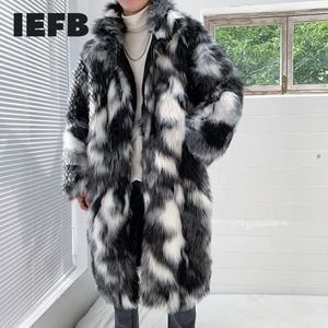 IEFB / Herenkleding Trendy Faux Bont Katoen Gewatteerde kleding Grote maat Warm Winddicht Mantel Hip Hop Trendy Lange Jas 9Y358 210524