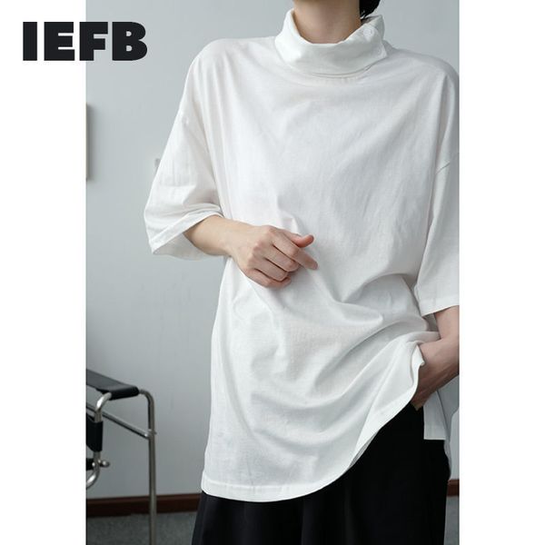 IEFB/vêtements pour hommes T-shirt à col roulé pour mal été manches courtes style coréen fashio noir blanc grande taille hauts 9Y3224 210524