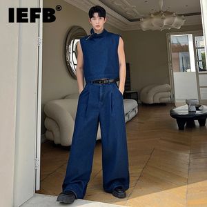 IEFB MENS DENIM SETS COREAN NICHE STAND COLLAR DENIM VILLE LOBE LOBE LEG LEG DRAIT