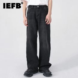 IEFB Mens Jeans Personalidad coreana Pantalones de piernas anchas de moda Autumn Invierno Vintage pantalones masculinos 9A5577 240506