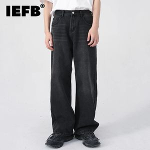 IEFB Heren Jeans Koreaanse Persoonlijkheid Rechte Wijde Pijpen Broek 2023 Mode Herfst Winter Vintage Mannelijke Broek 9A5577 240226