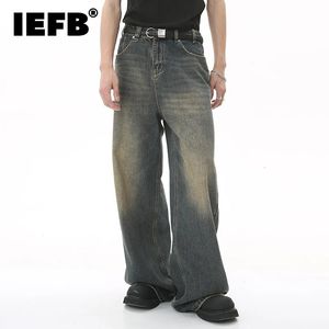 IEFB Heren Vintage Jeans Mode Gewassen Straat Casual Wijde Pijpen Denim Broek Zomer Distressed Losse Mannelijke Veelzijdige Broek 9C354 240322