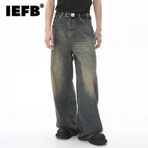 IEFB Mens Vintage Jeans Fashion Washed Street Casual Wide Leg Denim Pants zomer Distressed Losse mannelijke veelzijdige broek 9C354 240419