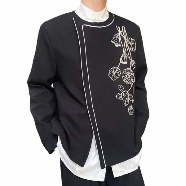 IEFB col rond hommes costume vestes nouvelle broderie élégante couleur Ctrast Baggy hommes Blazer style chinois printemps Fi 9C4566 K1Tv #