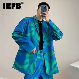 IEFB Lente Gepersonaliseerde Streetwear Print Blazer Voor Mannen Temperament Koreaanse Heren Pak Jas Enkele Borst Jas 9Y9253 220527