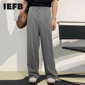IEFB zomer casual grijs pak broek losse rechte vloer lengte broek koreaanse straatkleding trend zakelijke broek 9Y6942 210524