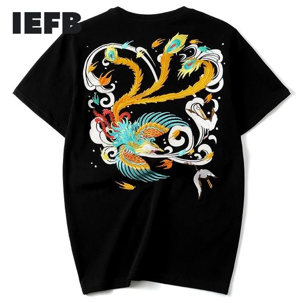 T-shirt de broderie Phoenix de style chinois