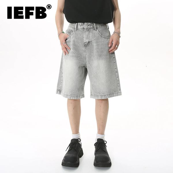 IEFB Summer Mens Casual Jeans Shorts lâches Mid High Taist Fashion Knee Lenght Denim Pants courts Vintage Male Korean 9A8927 240415