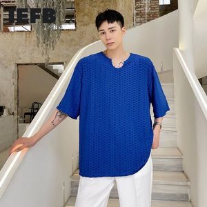 IEFB Zomer Trend Geometrische Pit Bar Tee Tops Kleine V-hals Casual Koreaans Losse Korte Mouw T-shirt voor Mannen Big Size 9Y7740 210524