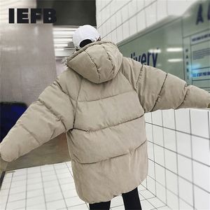 IEFB / Veste d'hiver matelassée mi-longue en coton pour homme Parka à capuche Style coréen Manteau chaud d'hiver S - 5XL grande taille 9Y4223 201217