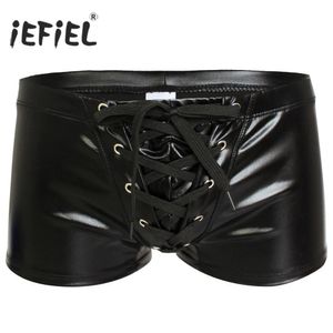 IEFiel Sexy Men Patent Leather Gay Pantal