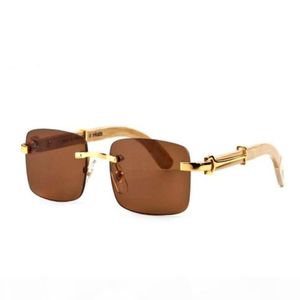 IENBEL 2020 Fashion Rimless Sunglasses Men Men de bois et de nature Buffalo Horne Driving Shade Eyewear Mens Sport Lunets Sun Glass6556822