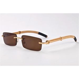 Ienbel Luxurybrand designer lunettes de soleil sans monture pour hommes mode bois bambou rétro corne de buffle lunettes marron noir verre clair len3210T
