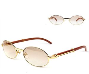 Ienbel Ovale Buffalo Horns Metals Men Lunettes de soleil Brand Designer Soleil Femmes Bois Cadre en verre Shaddes3588295