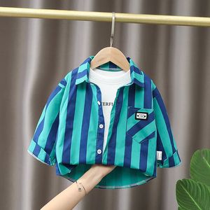 Ienens Kinder shirt kleding Leer Dunne blouses kleding Kinderjongen plaid katoenen tops 1 2 3 4 jaar kinderen lange mouwen shirt 240318