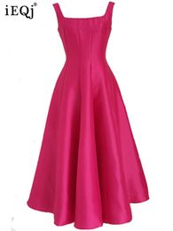 IEQJ Design solide dos nu épissé robe sans manches pour les femmes a-ligne femme robes de soirée printemps vêtements 3WQ3891 240319