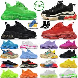 Triple S 17fw Bright Green Leather Leer Donker Pink Clear Soly Zonder Wit Red Teal Blue Crimson Light Beige Nylon Patent Silver Orange LCFDM#