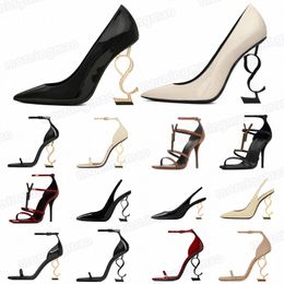 Femmes de haute qualité Chaussures habillées High Heels Designer pour femmes Véritable pompes en cuir Lady Sandals mariage noir doré HEELFZ8L #