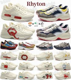 Diseñador Rhyton Shoes Sneakers Beige Ebony Mouth 100 G Print Web Logotipo Vintage Tiger 25 Gray Navy Stars Wave Sports Soled Soled Cartoon Wh4y#