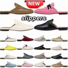 Designer Slippers Sandalen Princetown Slipper bruin lederen zwart web kameel canvas beige lichtroze wit reliëf dames sandalwvvp#