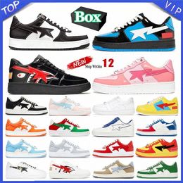 bapestar designer schoenen sneakers heren dames trainers nostalgische blauwe gele lijn camo witte kleur blok haaien zwart abc camo 20th anniv sneaker