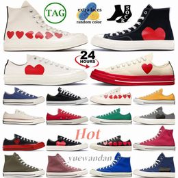 Chaussures de baskets Sneaker Canvas Shoe 70s Hi Big Eyes Ox École Chuck Hearts Noir blanc Multi-Heart Milk Red Midsol Seme Blue Gris Blue 70 SAD70 #