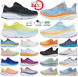 Ho One Clifton 9 Bondi 8 Running Shoes Black White Coasta Sky All Butt Yellow Summer Song Blue Country Air Women's Men Women Low Sport Trainers Idyd#