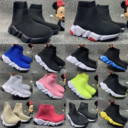 Peutersneakers Speed Black Trainers Sock Boots Kids designer schoenen Jongens Meisjes kid Jeugd Outdoorschoen Wit Rood Neon Fel Geel Rose Hortensia Roze Blauw maat 24-35