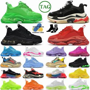 Triple S 17fw vert vif en cuir en cuir foncé rose foncé semelle claire noir blanc rouge tuen bleu cramoisi clair beige nylon argenté orange lcfdm # #