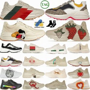 Designer Sneakers schoenen Rhyton Beige Ebony Green Red Mouth Duck Vintage Logo Apple Ivory Starwberry Brick Interlocking Disk Mystic Catbiar#