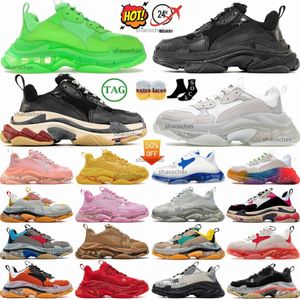 Triple s Designer schoenen Sneakers Clear Trainers Sole 17fw Zwart Wit Red Gray Pink Heren Dames platform Men Dames Licht Beige Neon Green Shoe Trainer Sneaker Brown