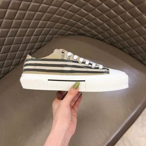 Vintage Check Cotton Sneakers Heren Designer schoenen Tennis Flat Trainers Classic Stripes Blue Deep Maroon Archive Beige White Gray Platform Shoe