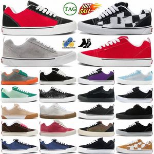 Trainers Sneakers Chaussures Knu Designers Shoe Skateboard Mens Black Blanc Navy Gum Mega Check Brown Outdoor Plateforme plate Red Triple Purple Purple Yellow Green Le cuir