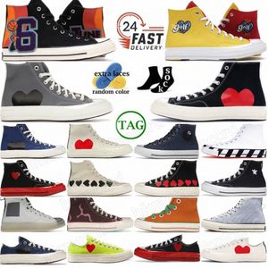 Designer Sneakers schoenen Taylor Ox All Star 70 Hi des Garcons Speel zwart wit multi-hart melk rode middenzool blauw kwarts vlam paprika wobmhk#